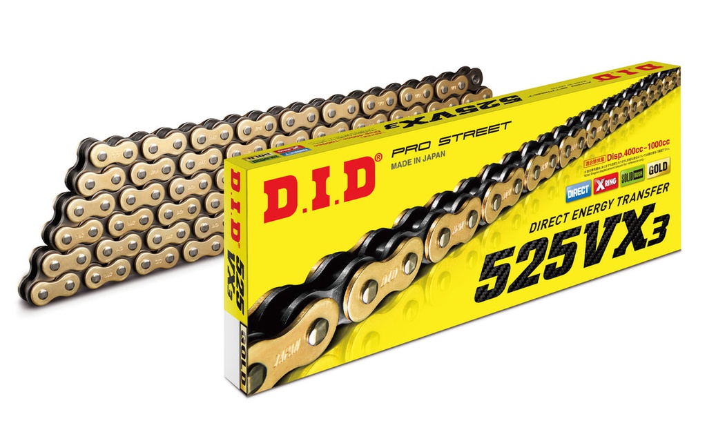 DID Chain 525 140L VX3 X-Ring ZB Rivet Gold/Black