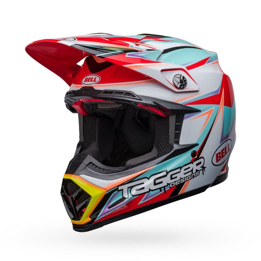 [BEL-BELL714846] Bell Moto-9S Flex Tagger Edge MX Helmet White/Aqua