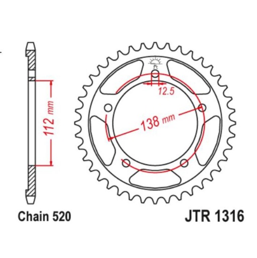 [JT-JTR1316.43] JT Sprocket Rear JTR1316 43T