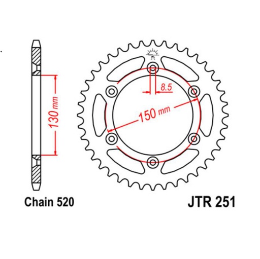 [JT-JTR251.50] JT Sprocket Rear JTR251 50T