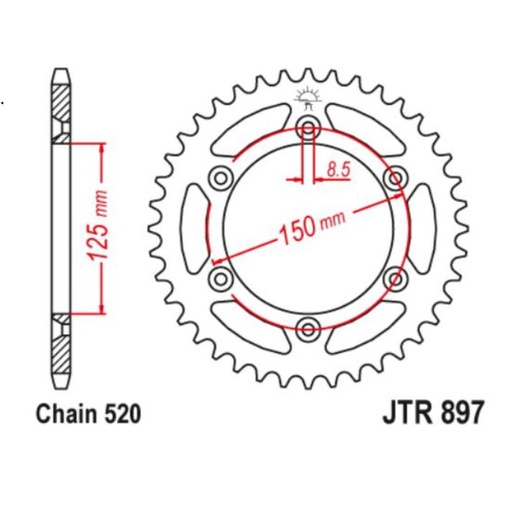 [JT-JTR897-42] JT Sprocket Rear JTR897 Steel 42T